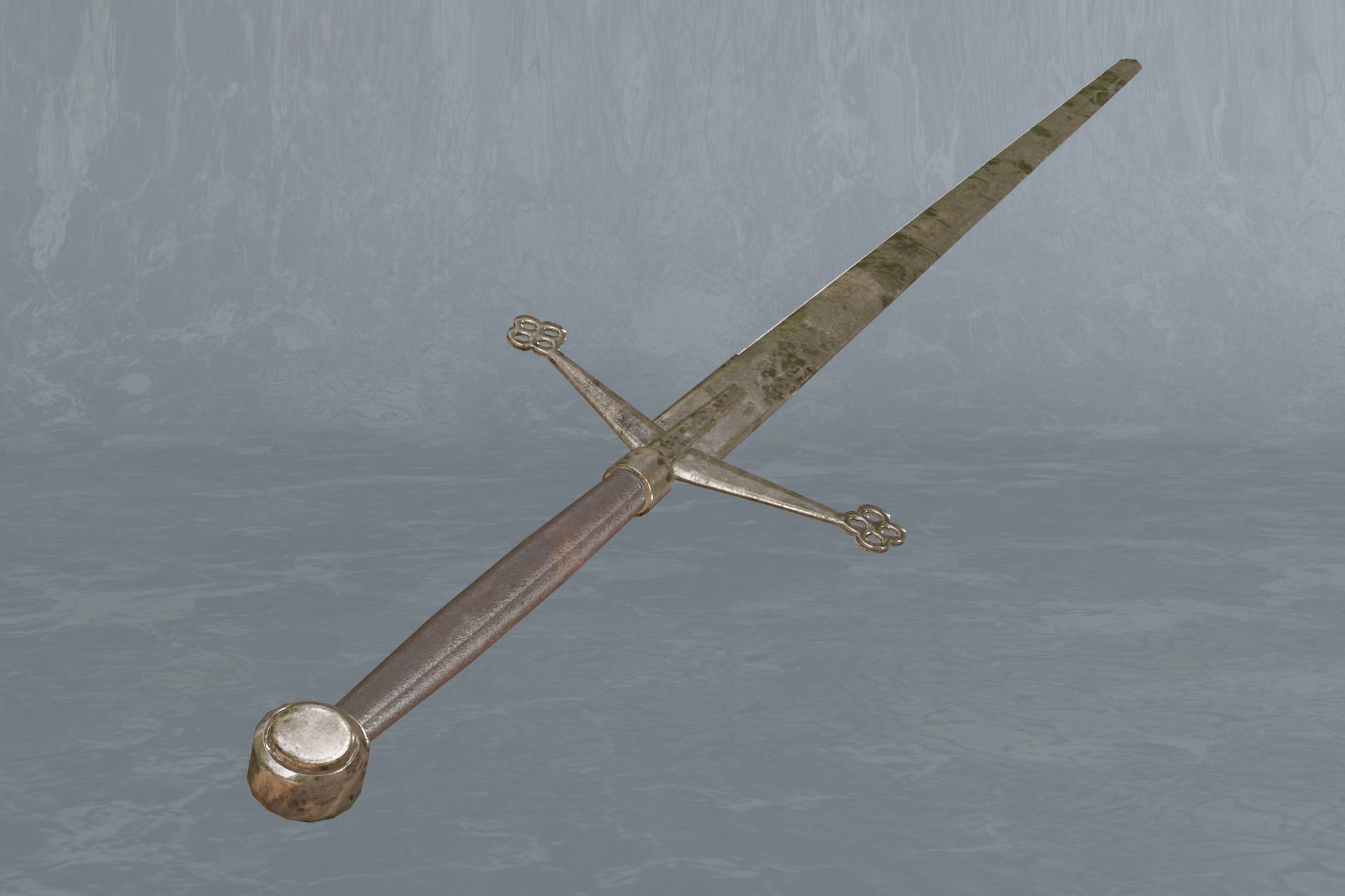 Rusted scottish claymore - two-handed sword - PBR 3D model Low-poly 3D model_7
