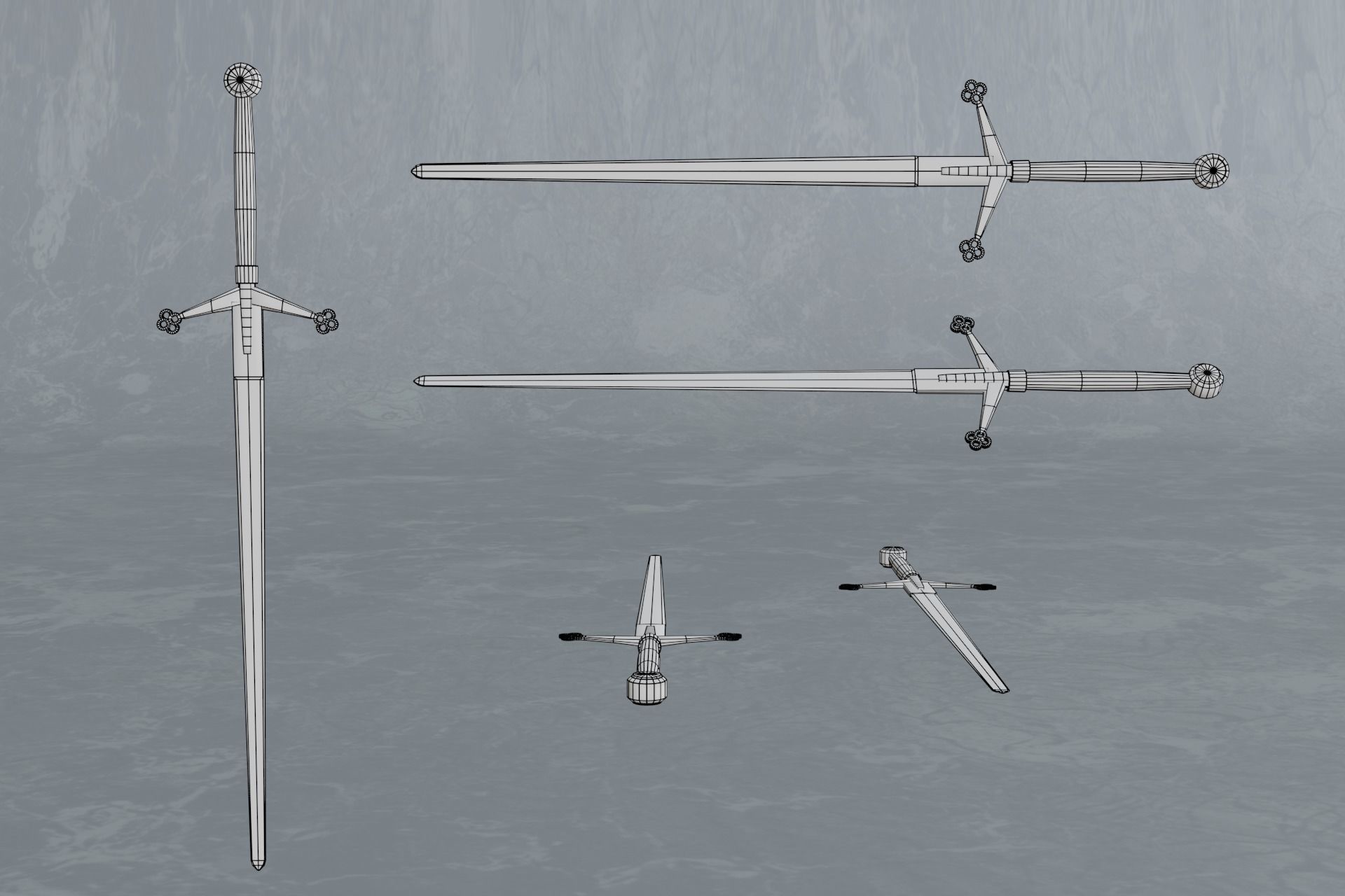 Rusted scottish claymore - two-handed sword - PBR 3D model Low-poly 3D model_6