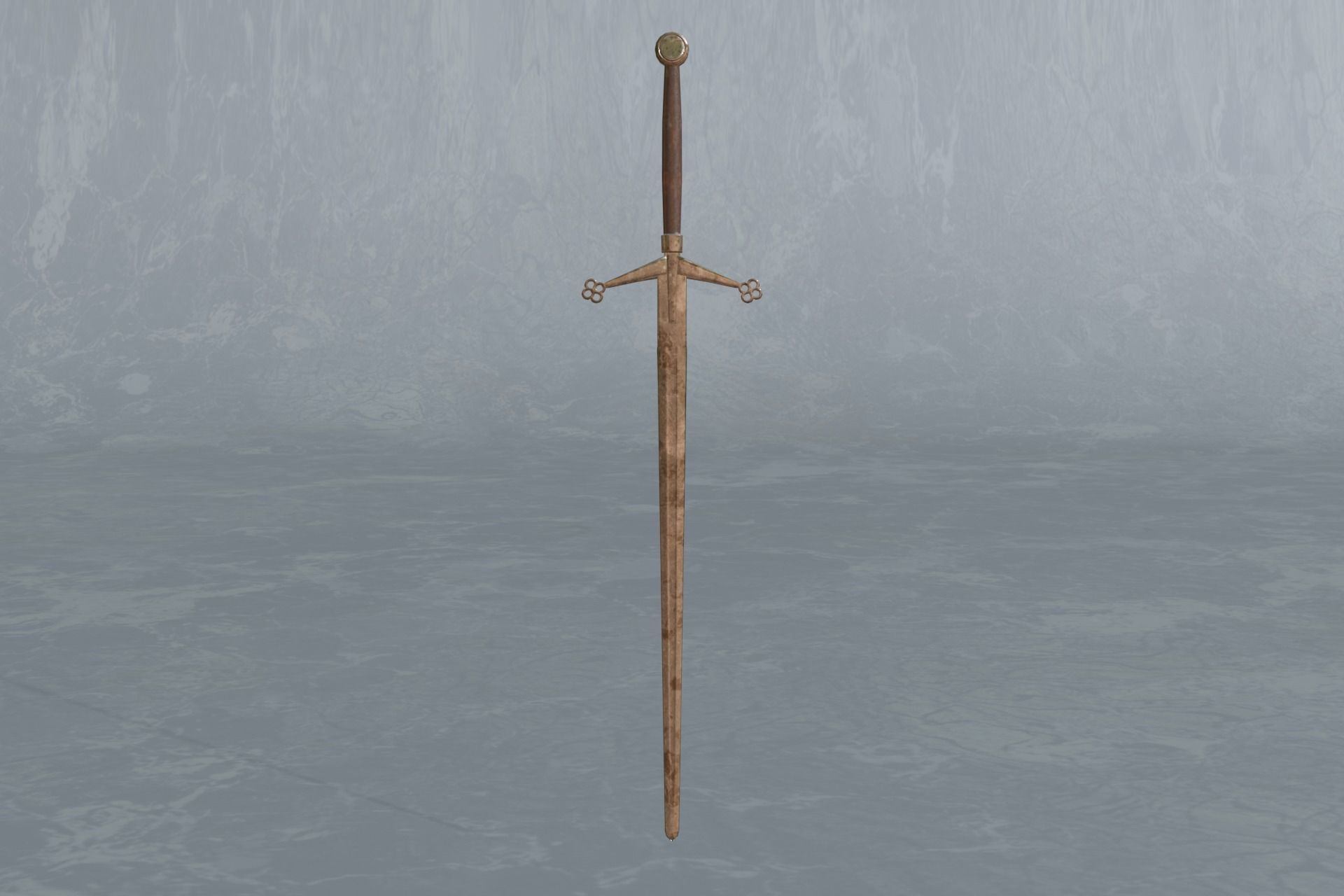 Rusted scottish claymore - two-handed sword - PBR 3D model Low-poly 3D model_3