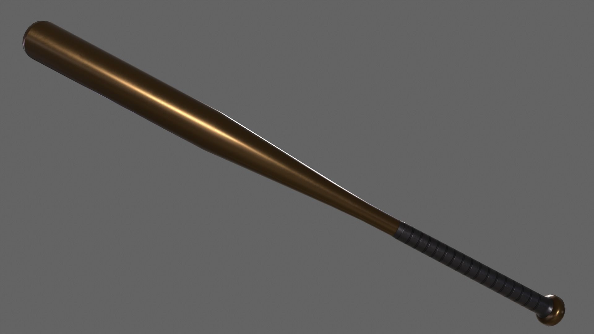 PBR Baseball Bat Brown Low-poly 3D model_2