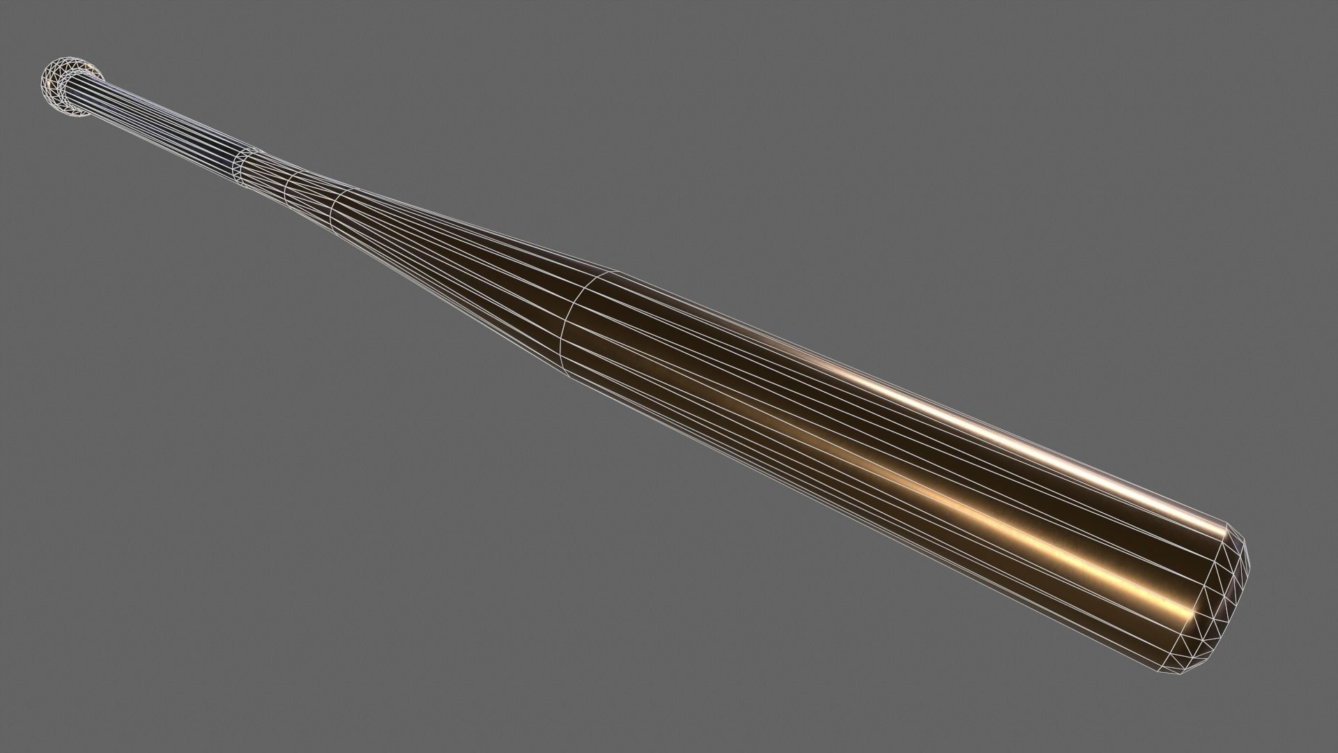 PBR Baseball Bat Brown Low-poly 3D model_5