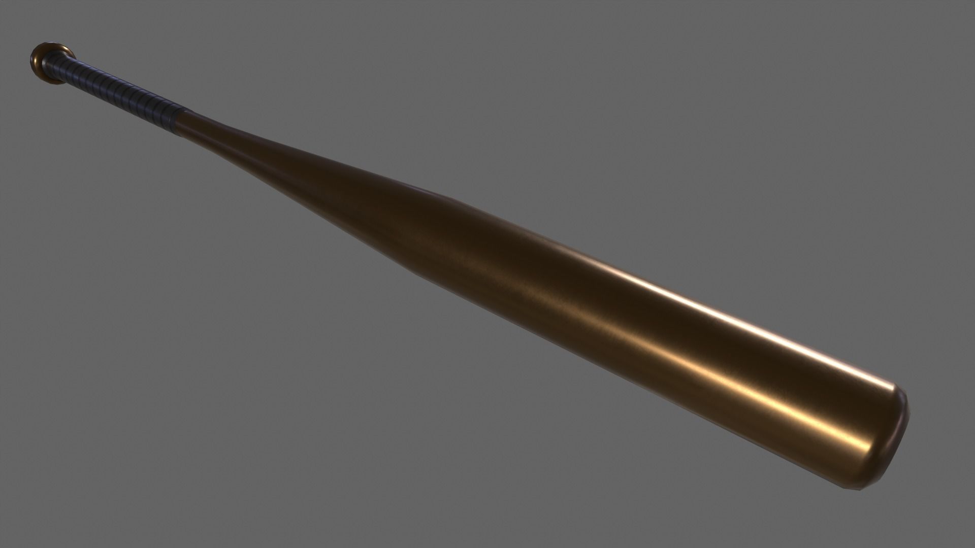 PBR Baseball Bat Brown Low-poly 3D model_4