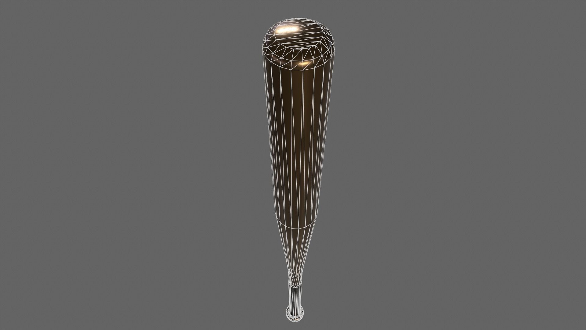 PBR Baseball Bat Brown Low-poly 3D model_13