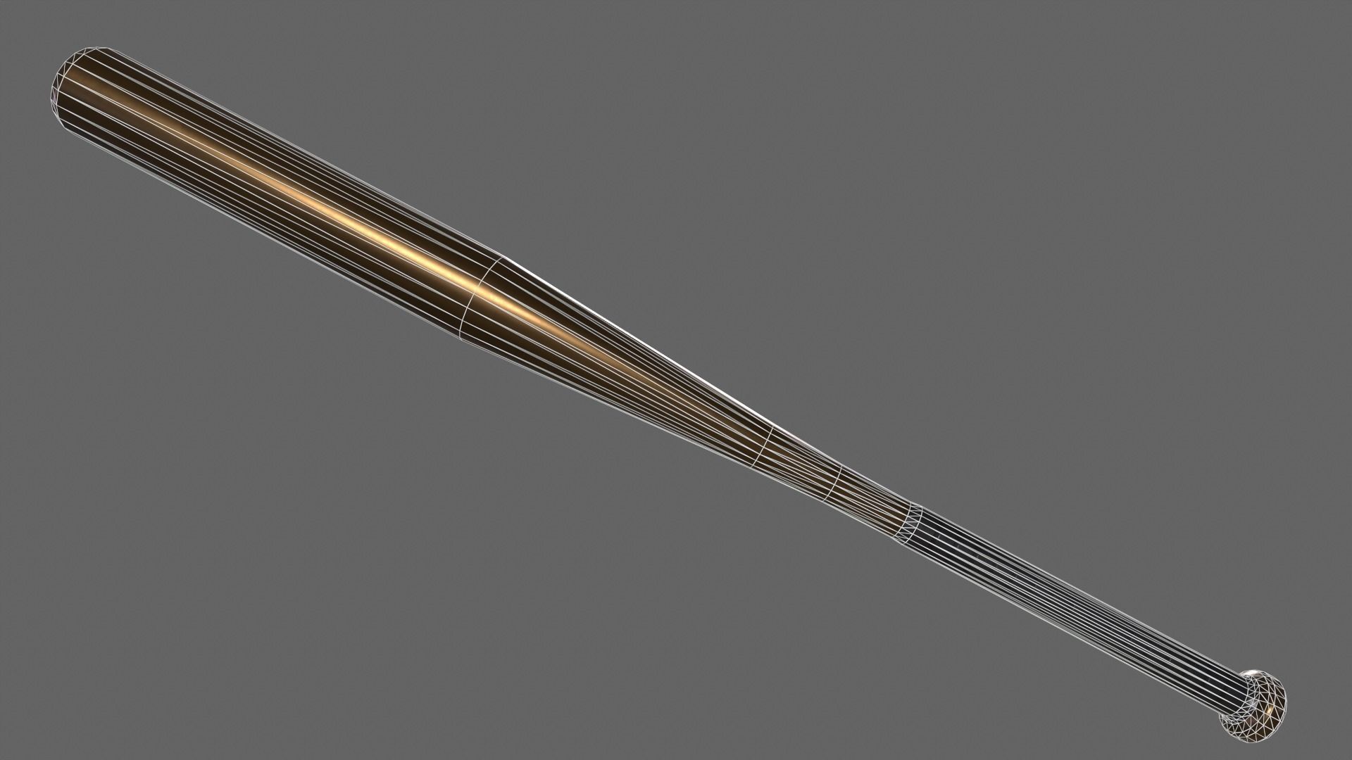 PBR Baseball Bat Brown Low-poly 3D model_3