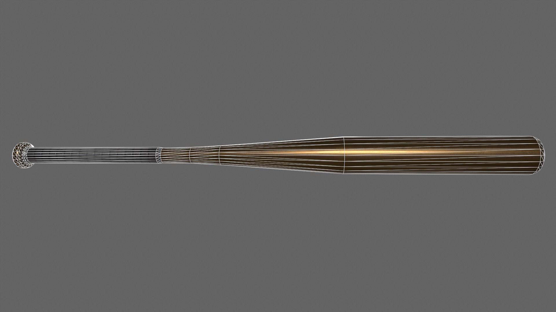 PBR Baseball Bat Brown Low-poly 3D model_7