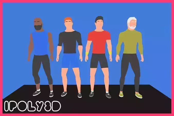 LowPoly Fitness Characters Low-poly 3D model