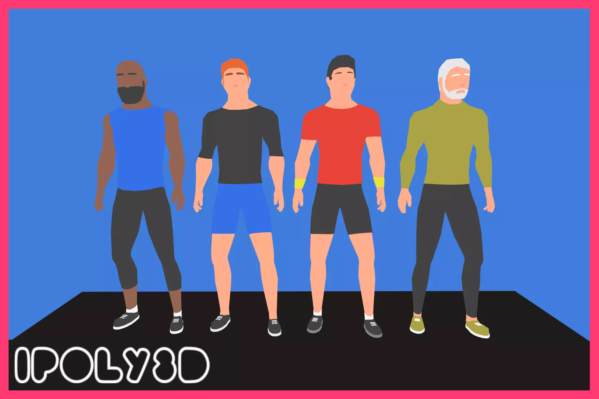 LowPoly Fitness Characters Low-poly 3D model