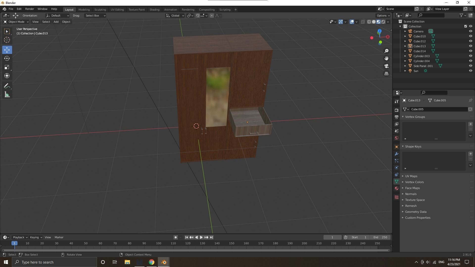 Closet wooden door Free 3D model_1