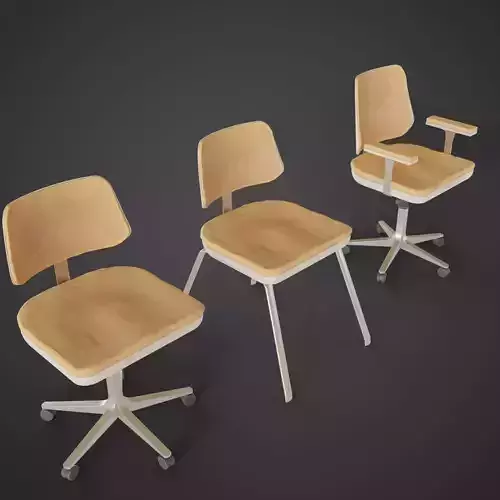 Used office chairs Free low-poly 3D model