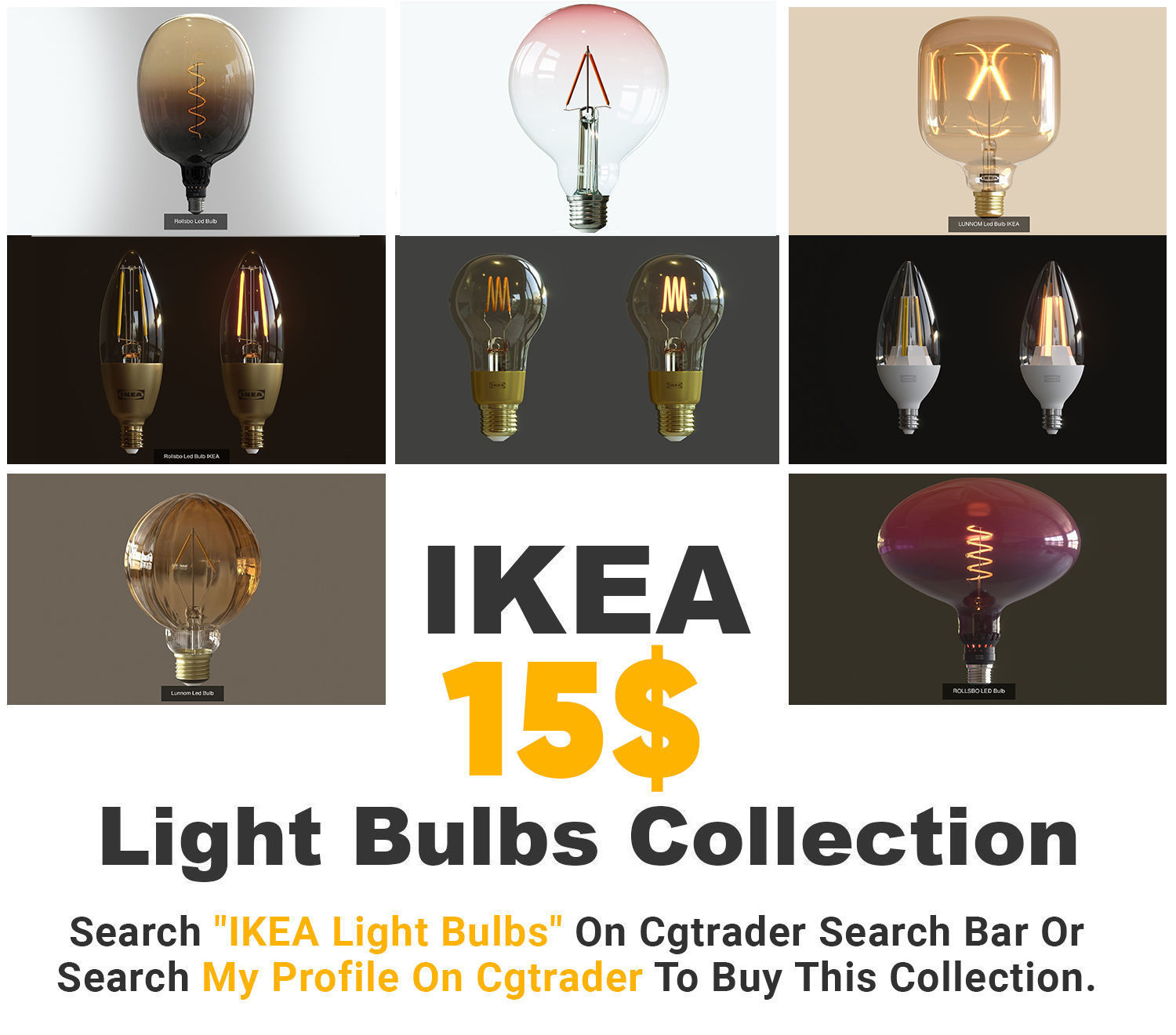 Light Bulb Set IKEA  3D model_2