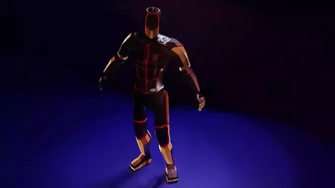Low poly character man in suit