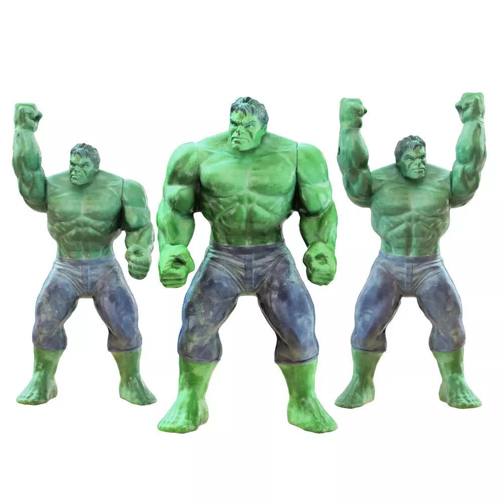 Three Toys Of The Cartoon Hulk Character 3D model_0