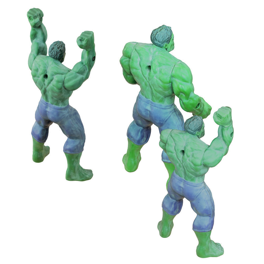 Three Toys Of The Cartoon Hulk Character 3D model_3