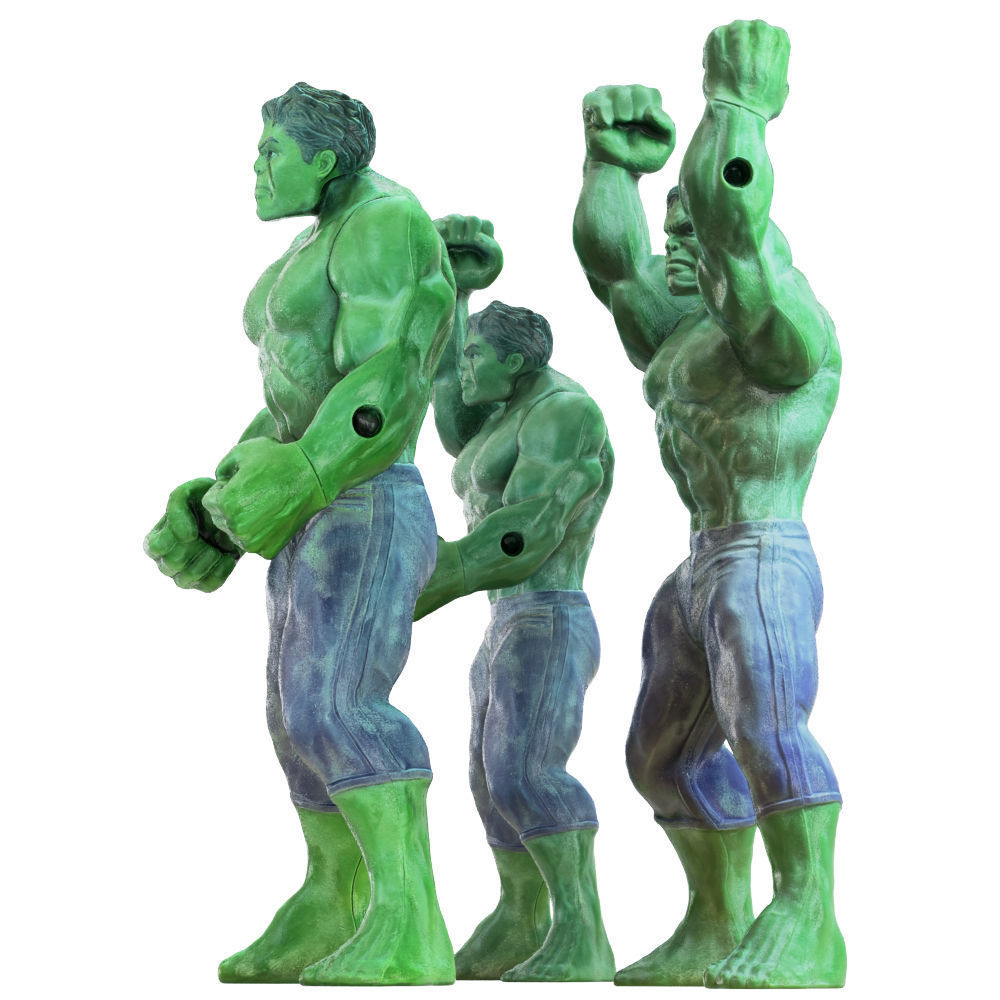 Three Toys Of The Cartoon Hulk Character 3D model_2