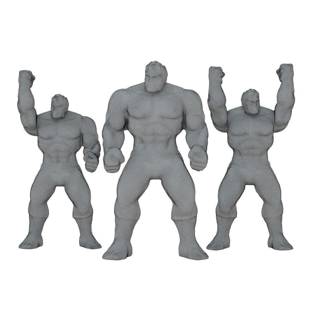 Three Toys Of The Cartoon Hulk Character 3D model_5
