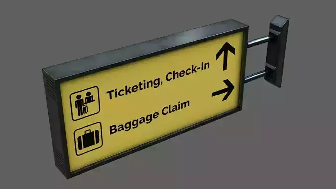 Airport Sign Board 001  Low-poly 3D model