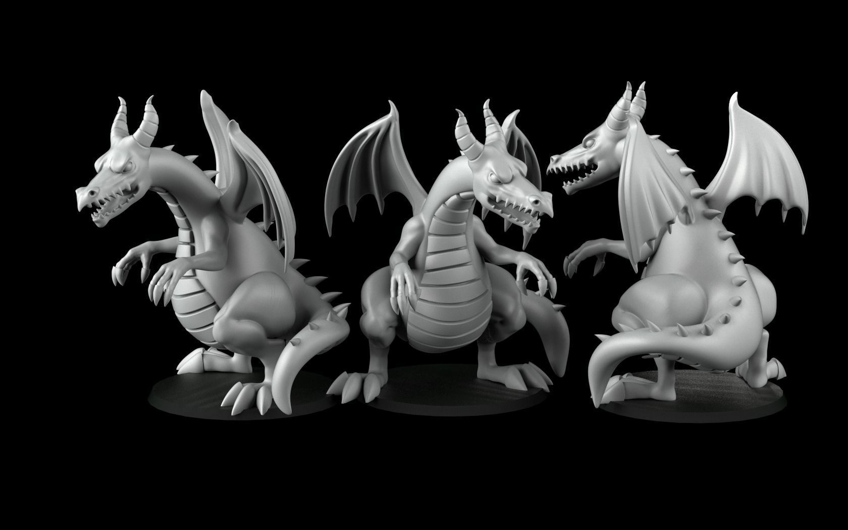 Dragon cartoon 3D print model_1