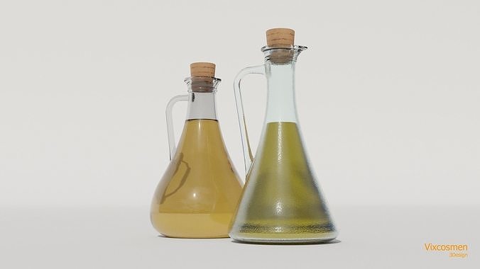 Olive oil and vinegar bottles Low-poly 3D model