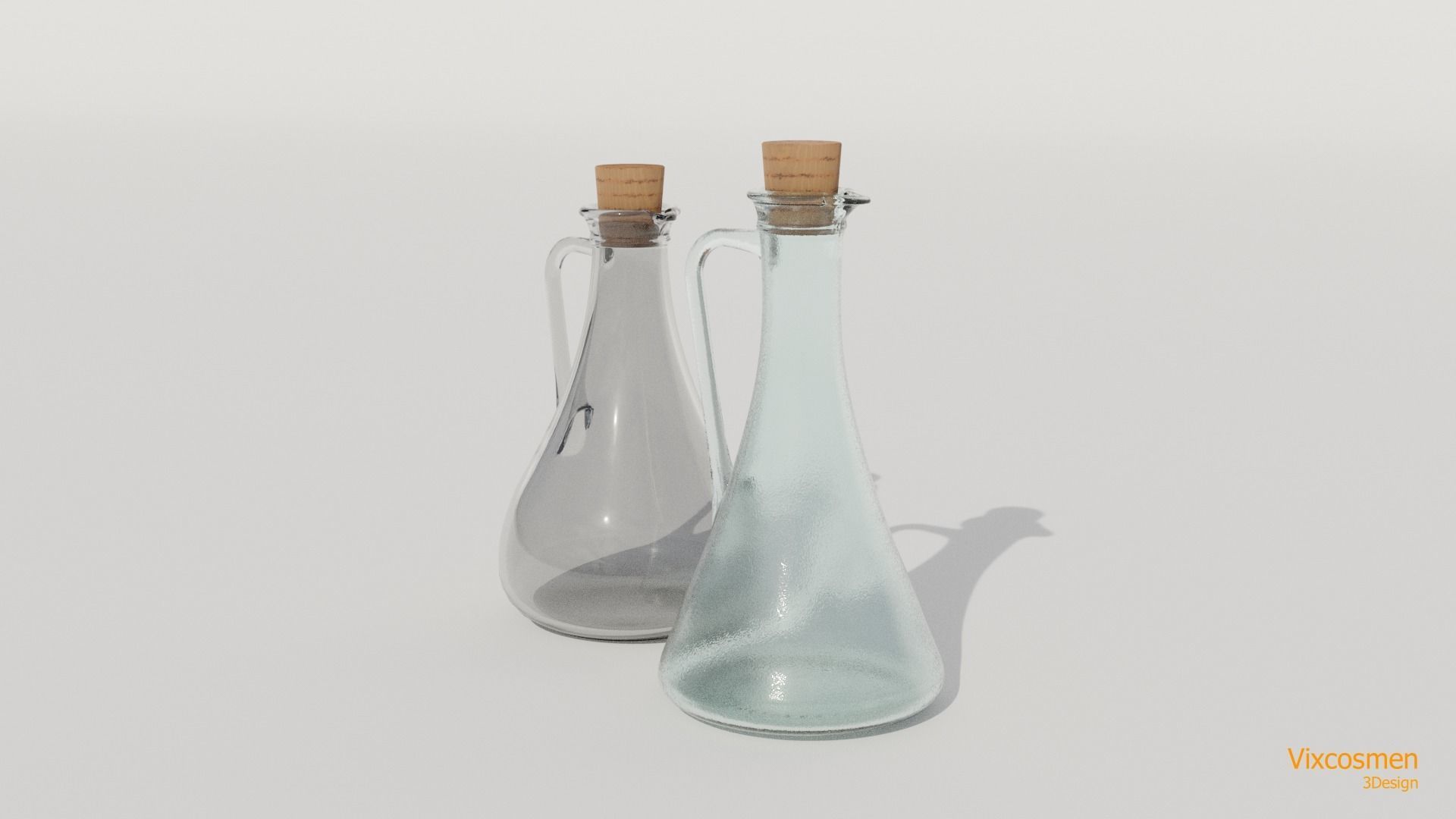 Olive oil and vinegar bottles Low-poly 3D model_4