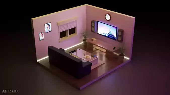 3D Living Room Model 