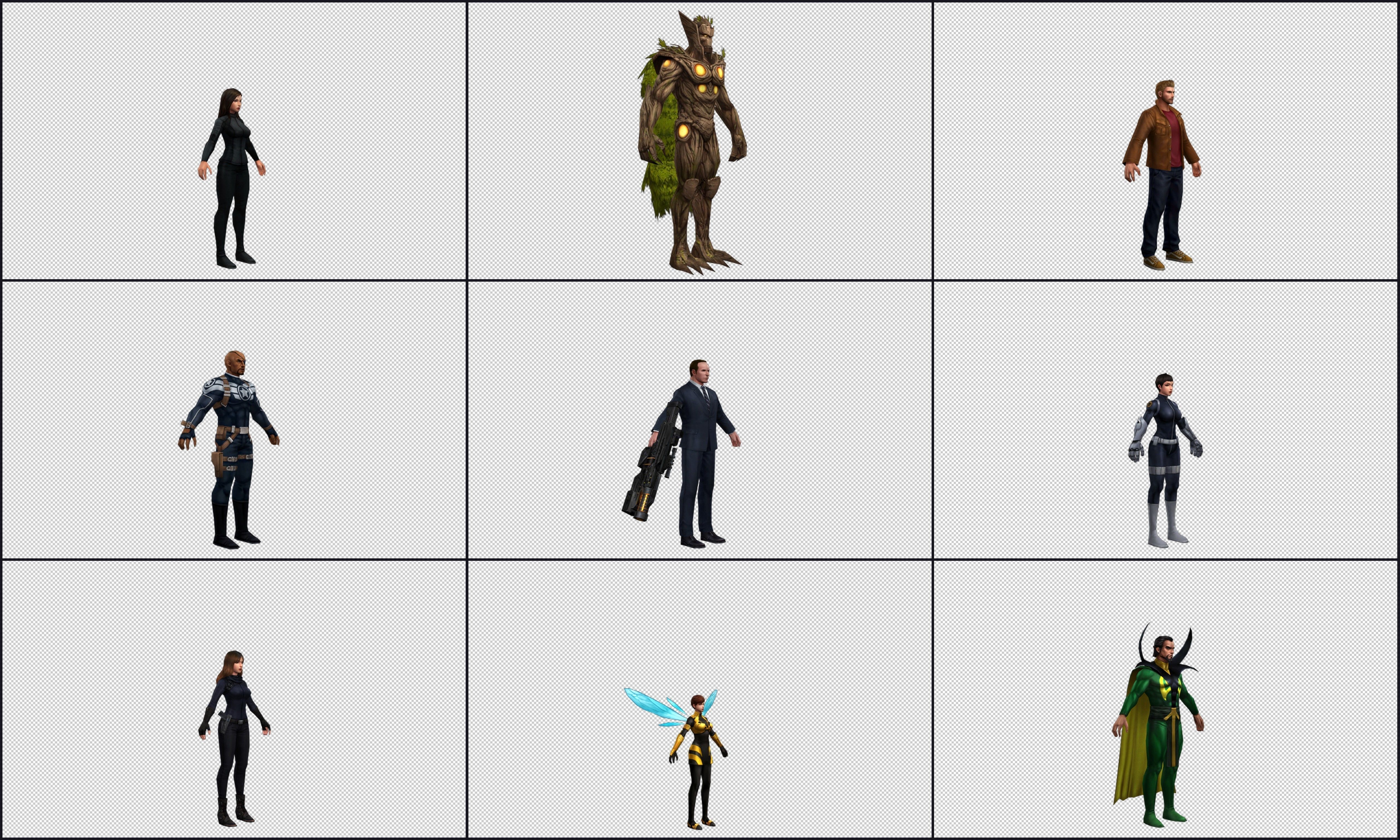 Collection Cartoon Character - Heros Low-poly 3D model_7