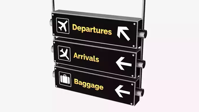  Airport Sign Board 002 Low-poly 3D model