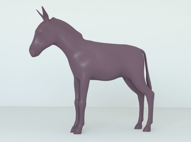 Donkey full body Low-poly 3D model_5