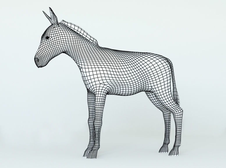 Donkey full body Low-poly 3D model_8
