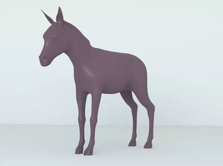 Donkey full body Low-poly 3D model_0