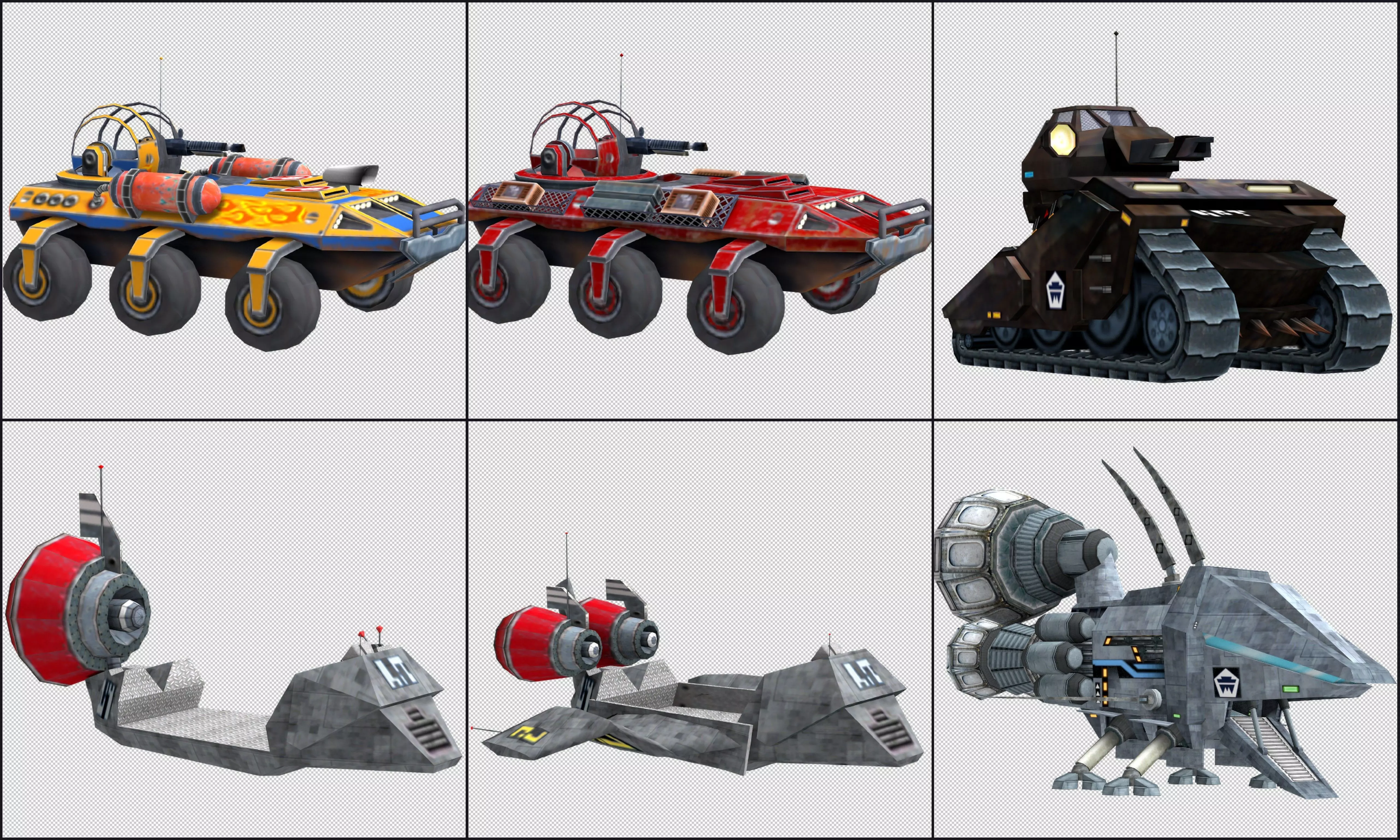Pack D different vehicles in futuristic setting Low-poly 3D model_0