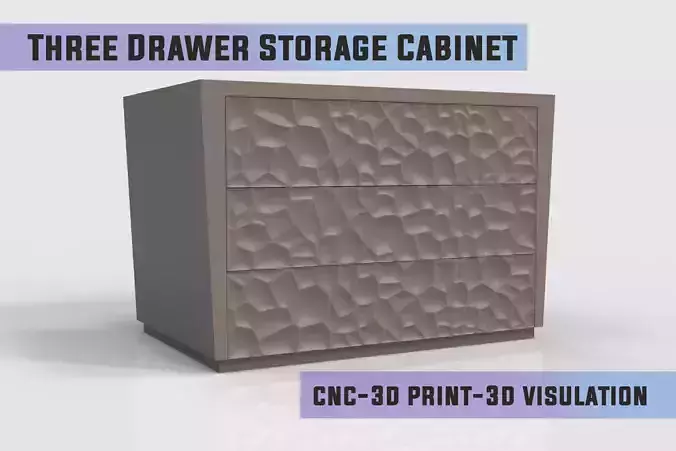 Three Drawer Storage Cabinet Ready to Carving Cnc Carving