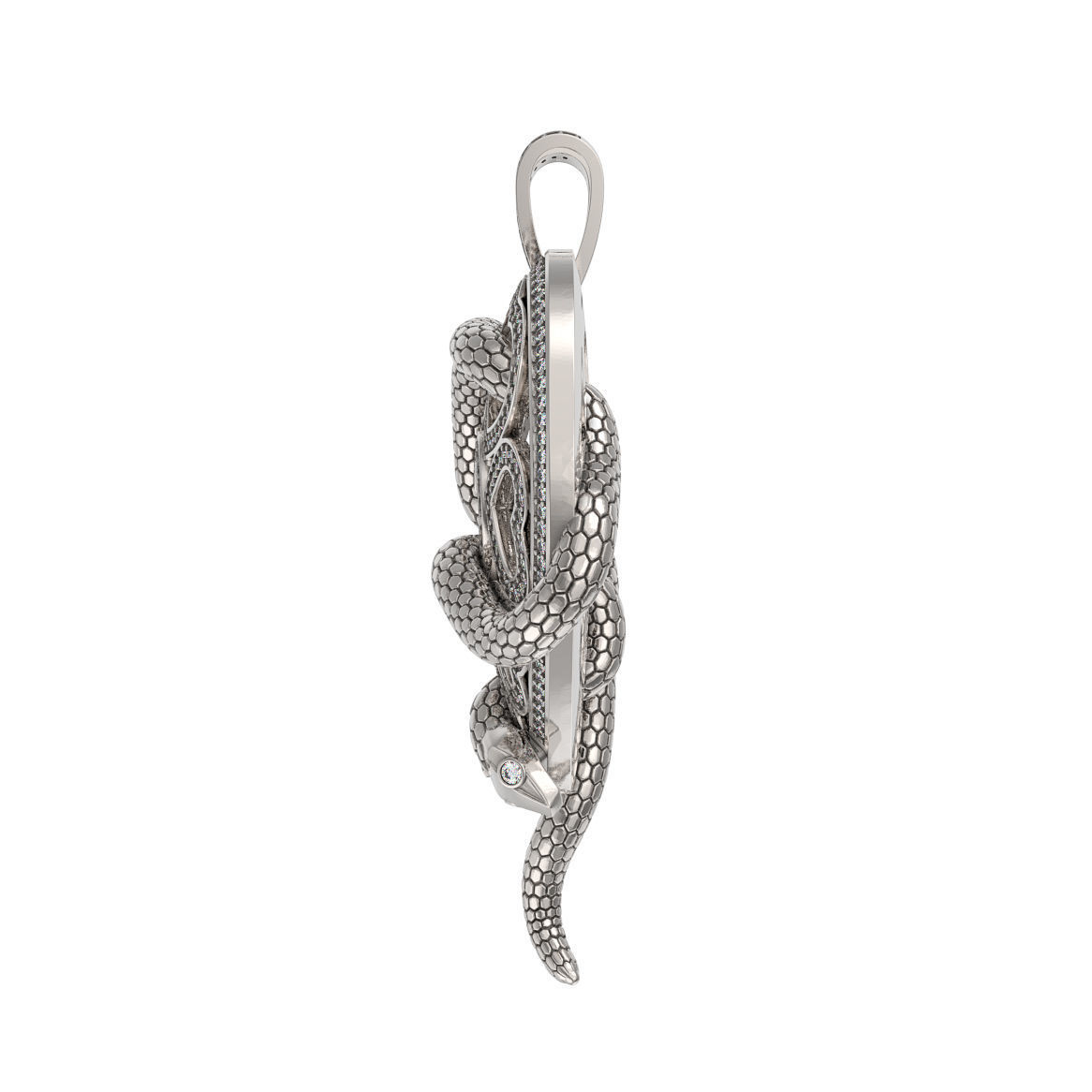 N222 Heart and snake pendant 3D print model_4