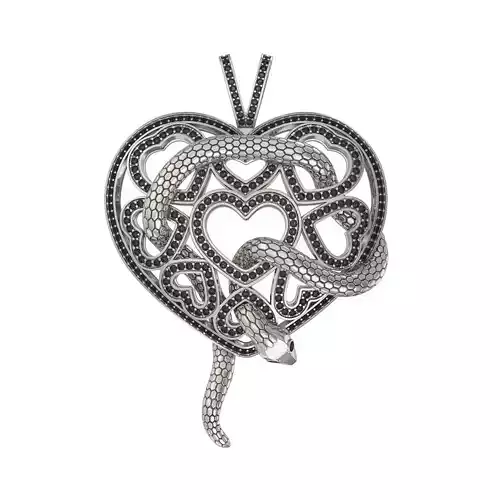 N222 Heart and snake pendant