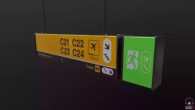 Airport Sign Board 003 Low-poly 3D model