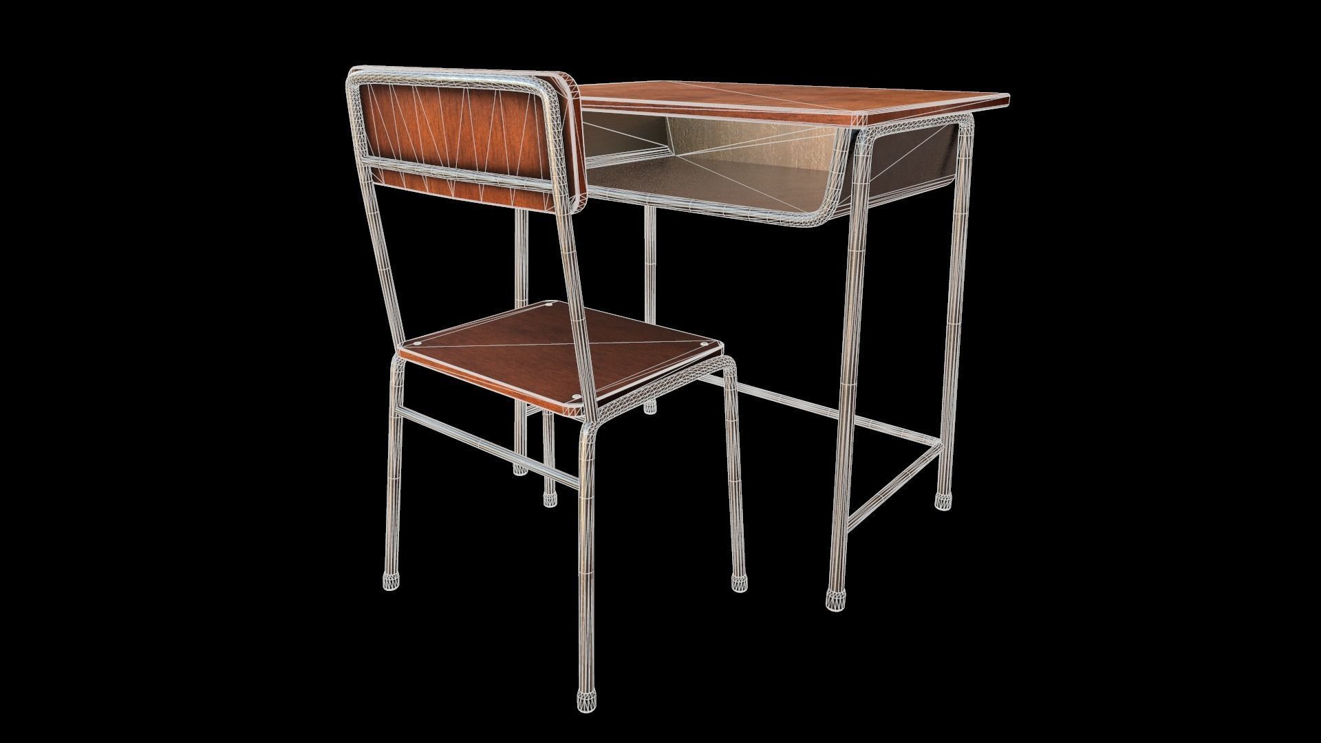 School Desk Low-poly 3D model_15