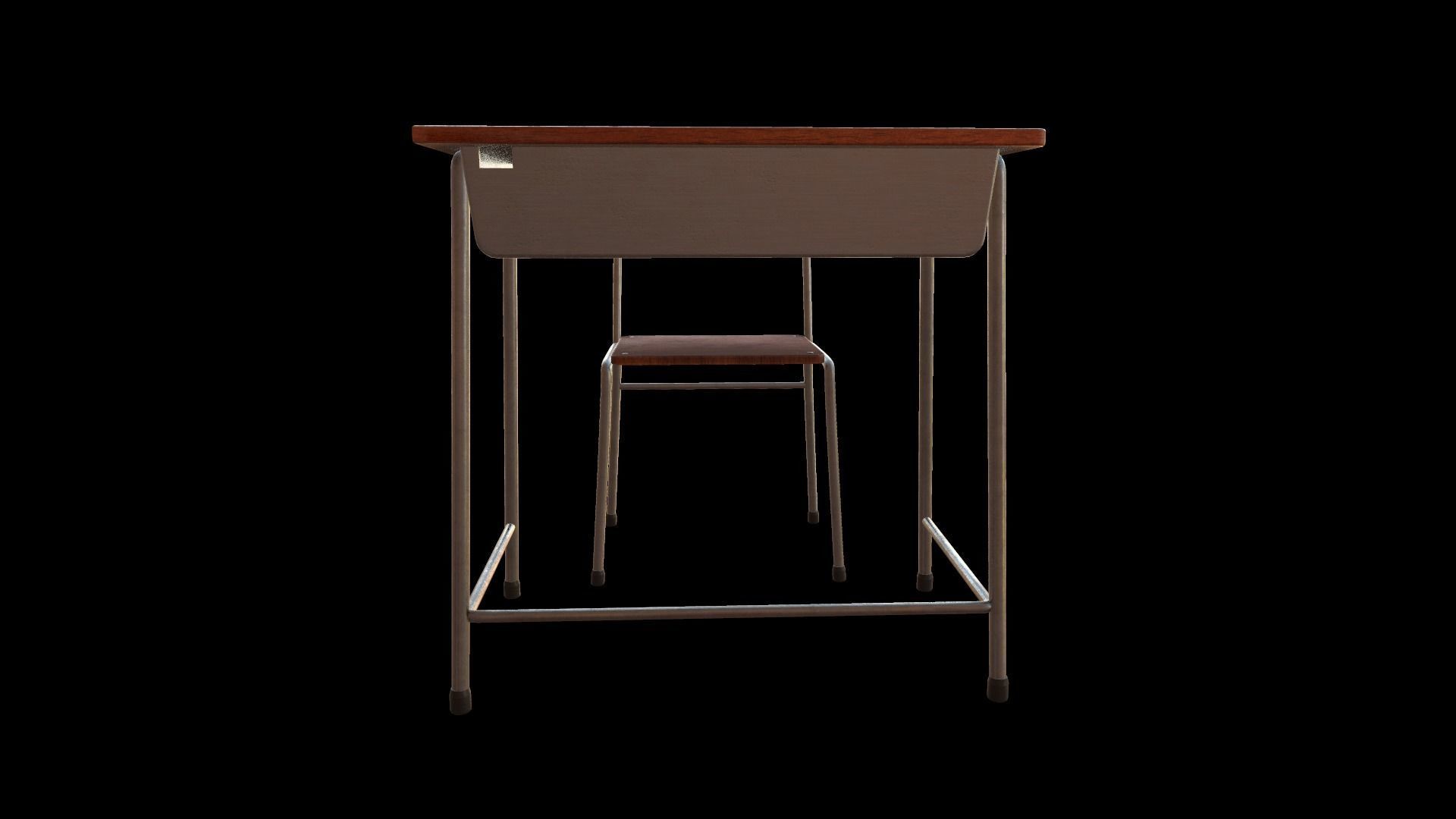 School Desk Low-poly 3D model_8