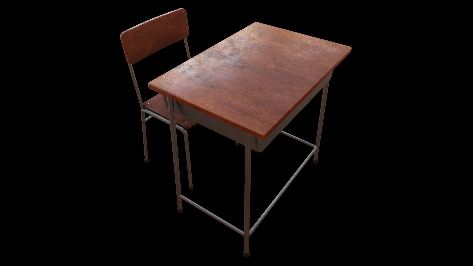 School Desk Low-poly 3D model_3
