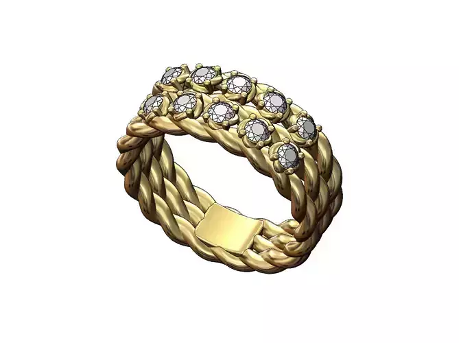 Triple twisted wire diamond ring US sizes 6 7 8