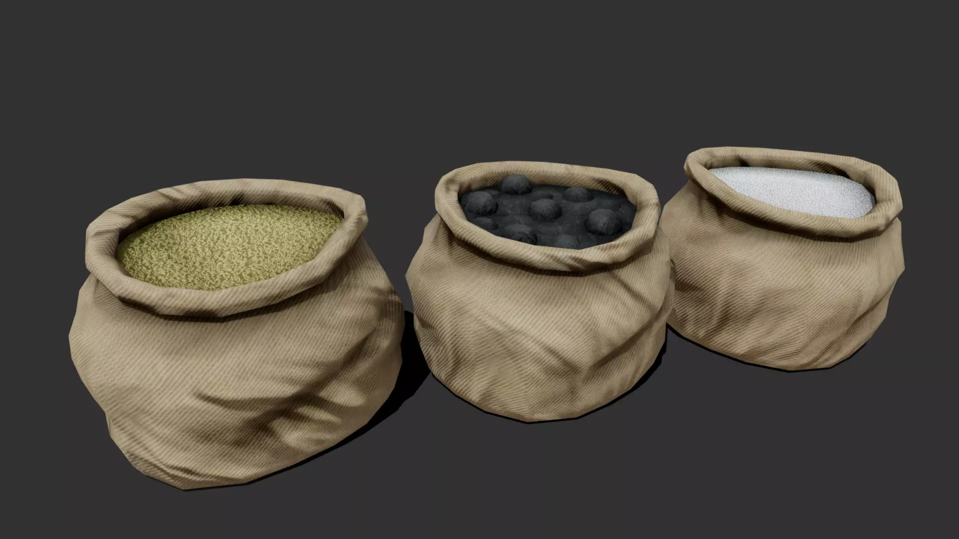 Sacks three Low-poly 3D model