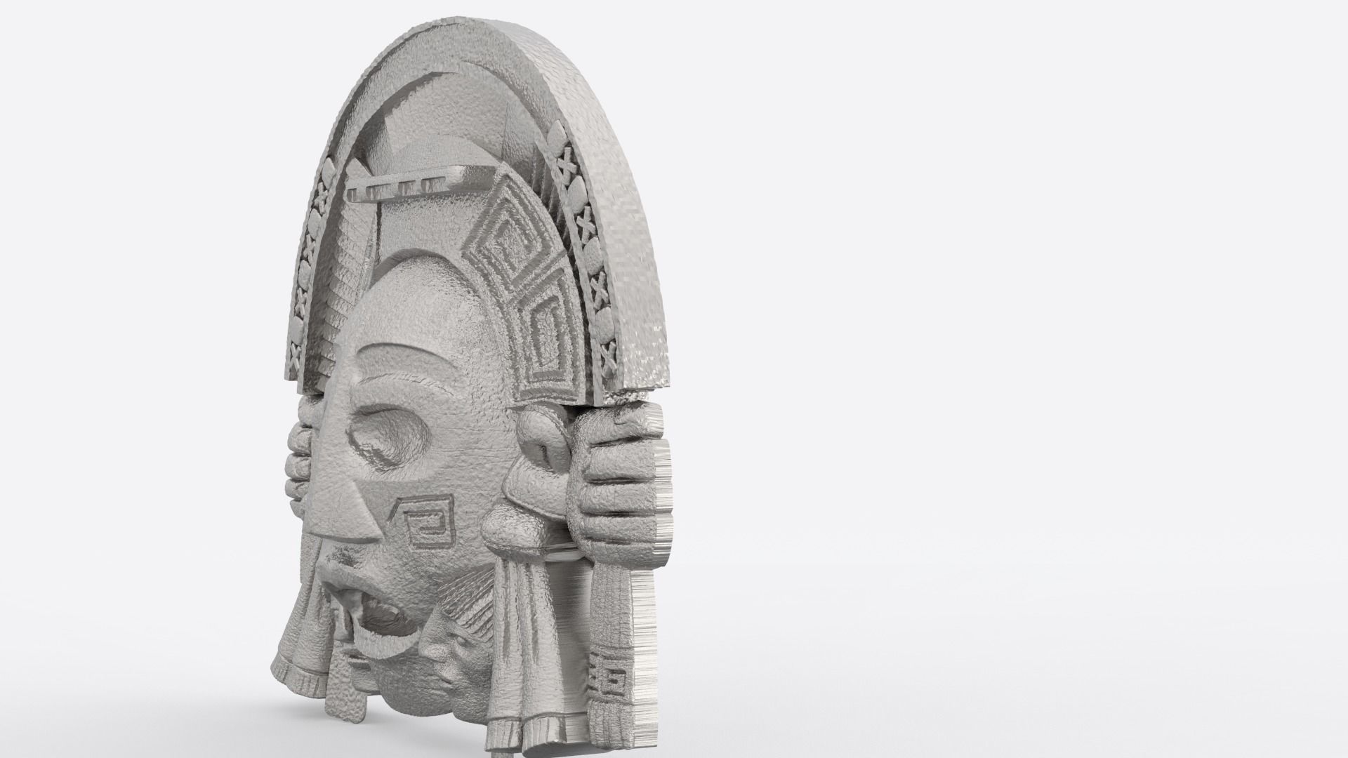 Aztec face Mayan face wall hanging 3D print model_16