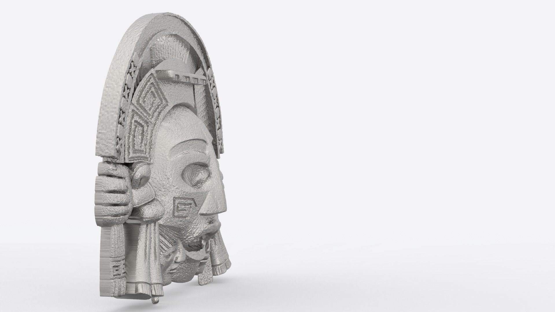 Aztec face Mayan face wall hanging 3D print model_2