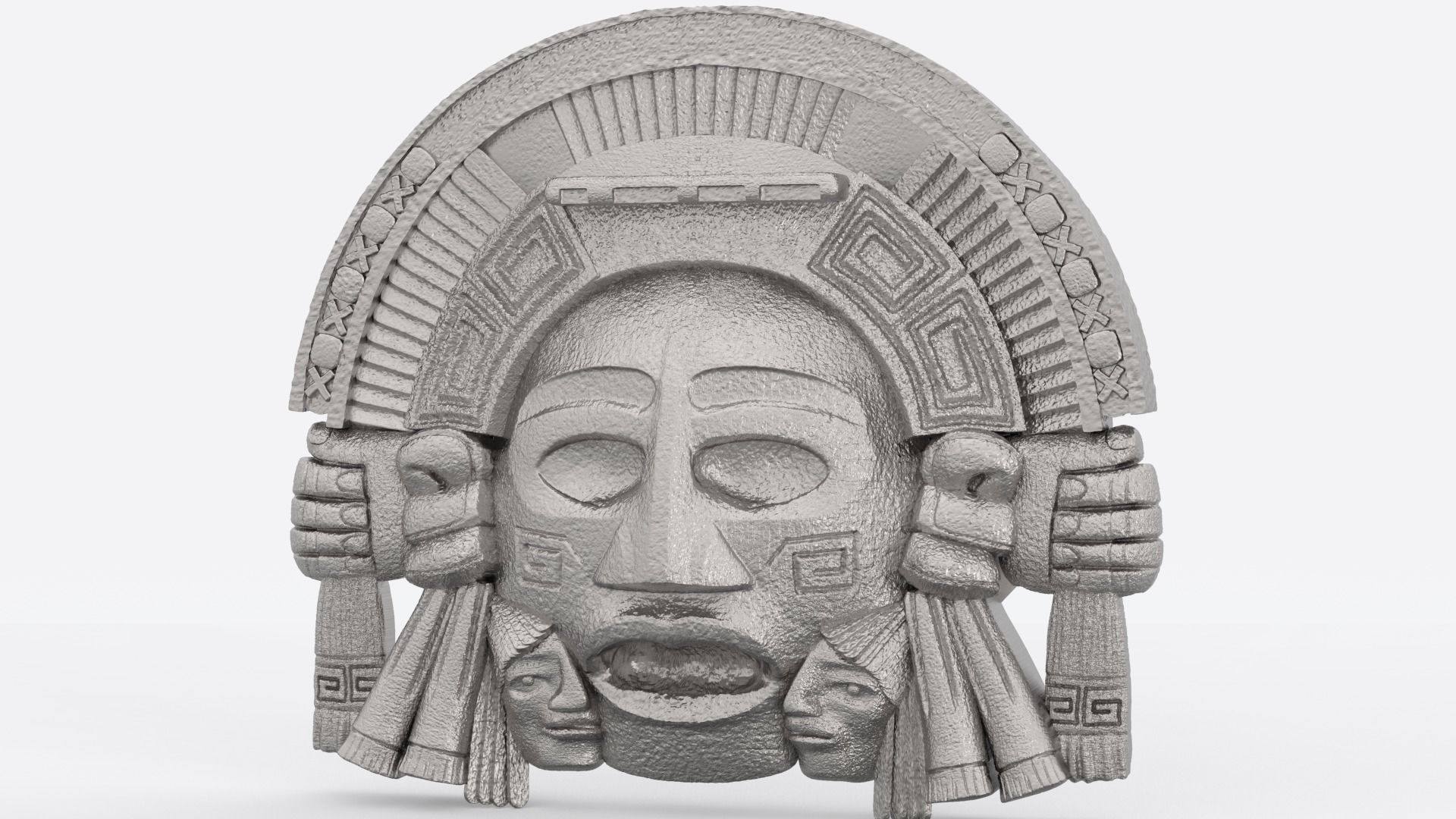 Aztec face Mayan face wall hanging 3D print model_11