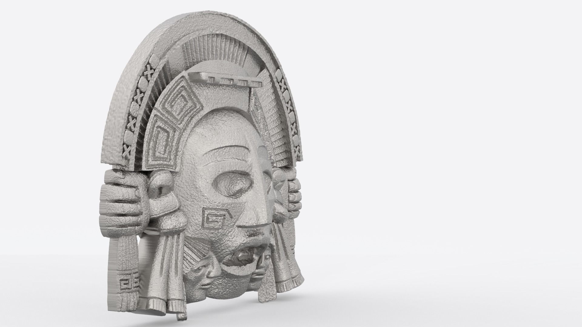 Aztec face Mayan face wall hanging 3D print model_17