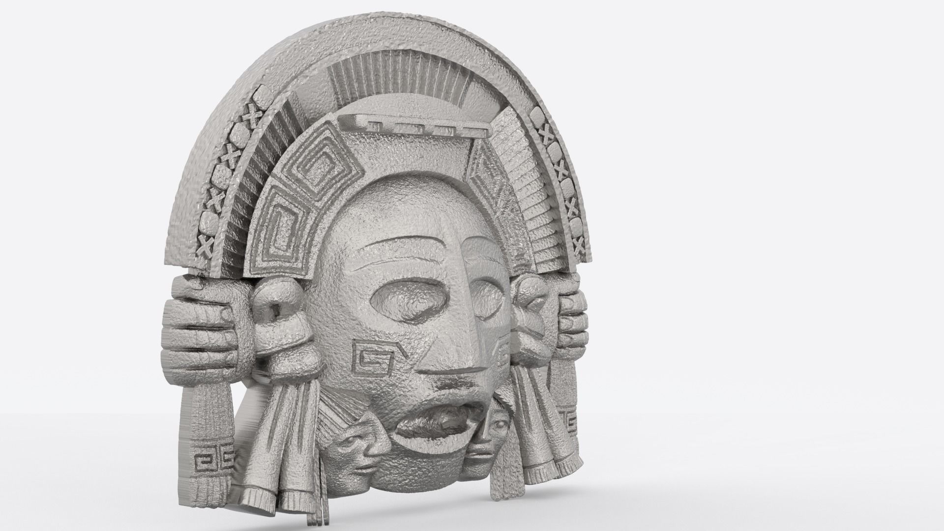 Aztec face Mayan face wall hanging 3D print model_14