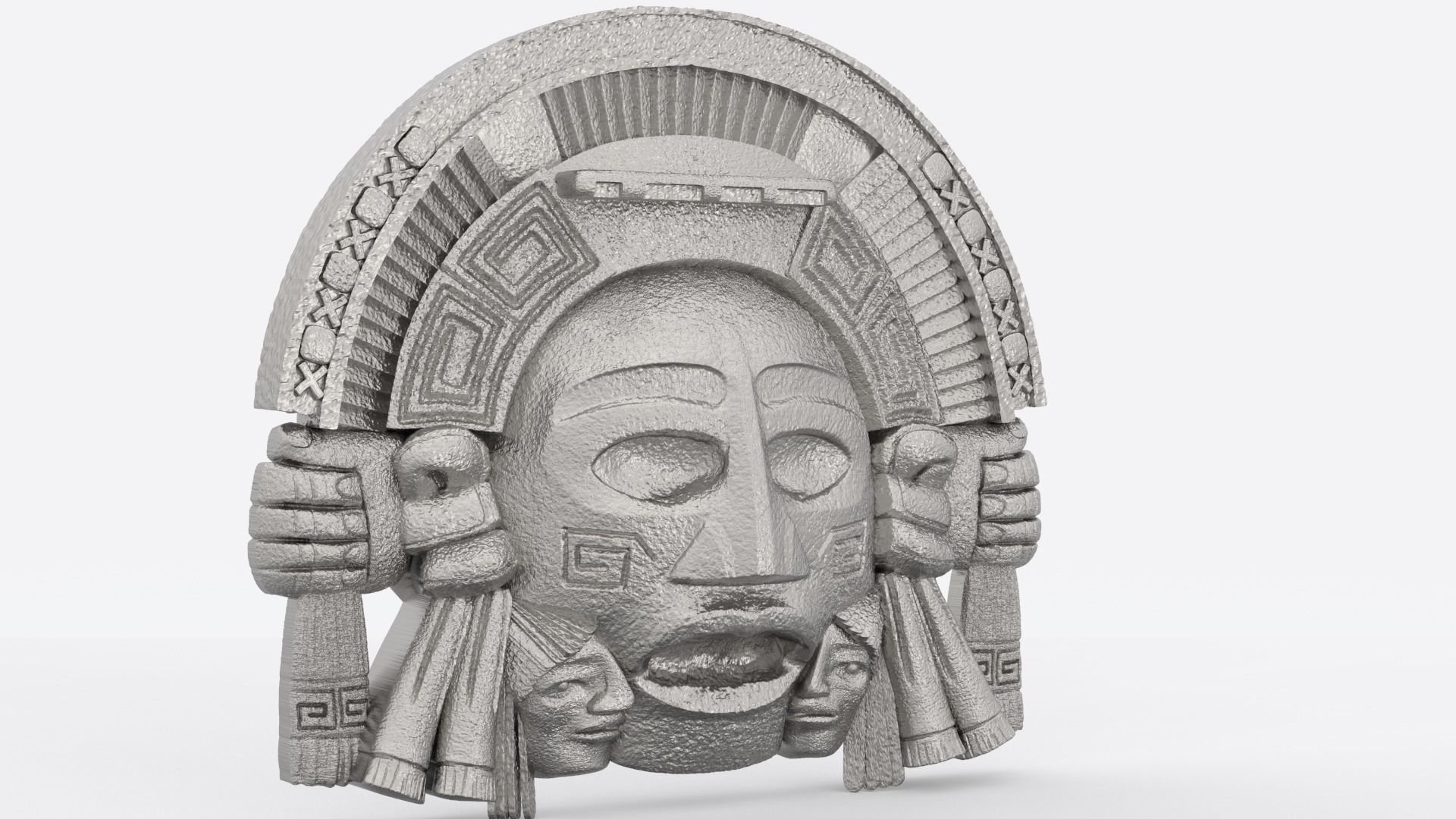 Aztec face Mayan face wall hanging 3D print model_13