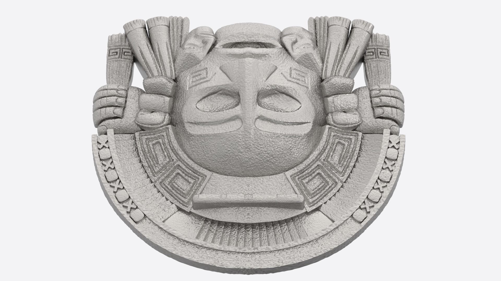 Aztec face Mayan face wall hanging 3D print model_8