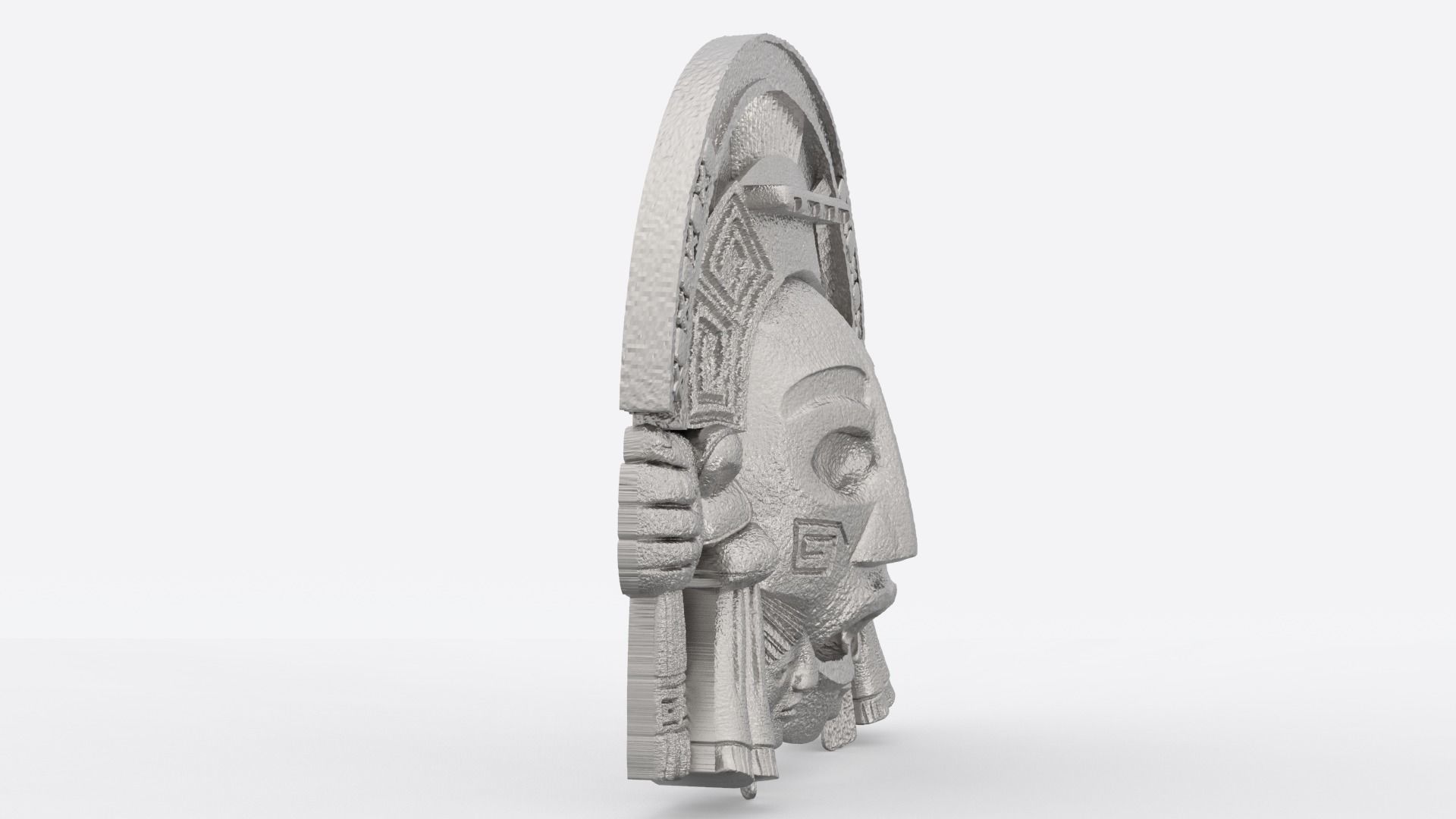 Aztec face Mayan face wall hanging 3D print model_4