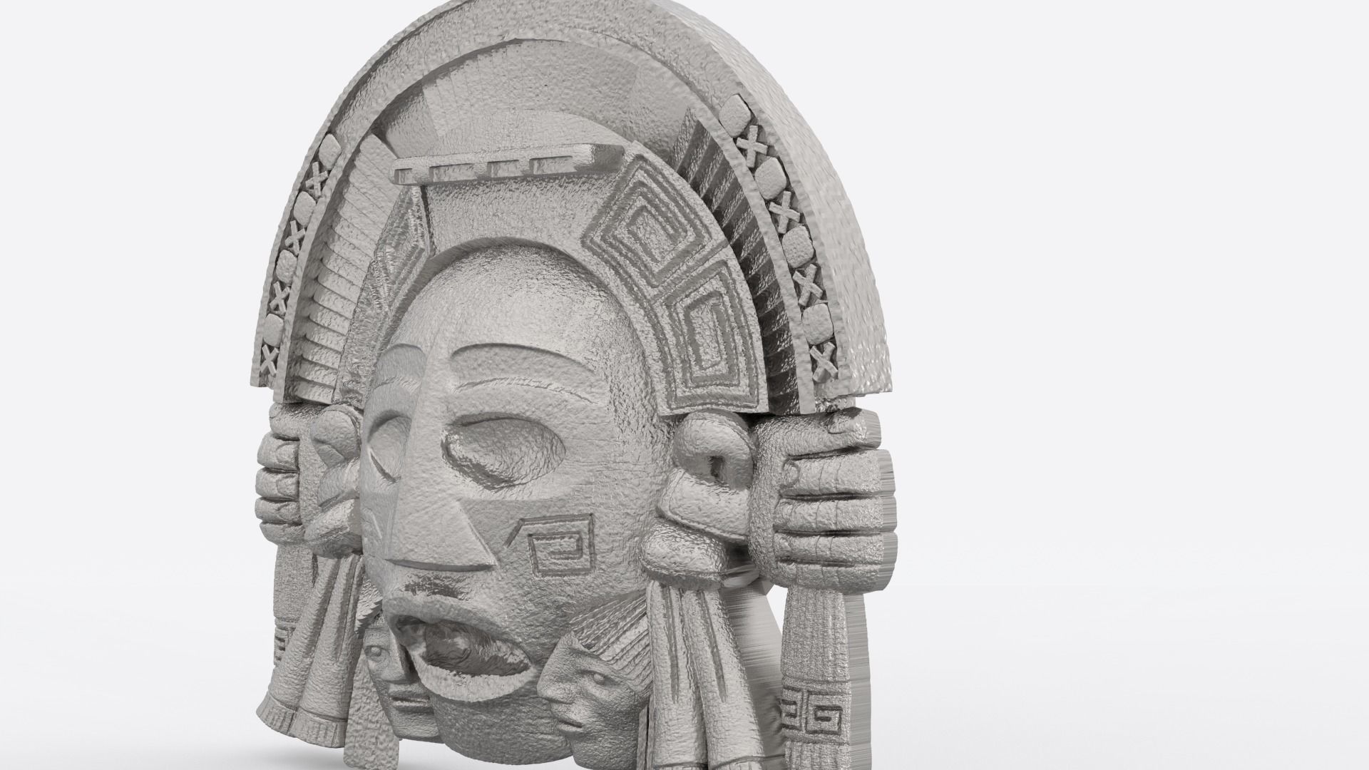 Aztec face Mayan face wall hanging 3D print model_15