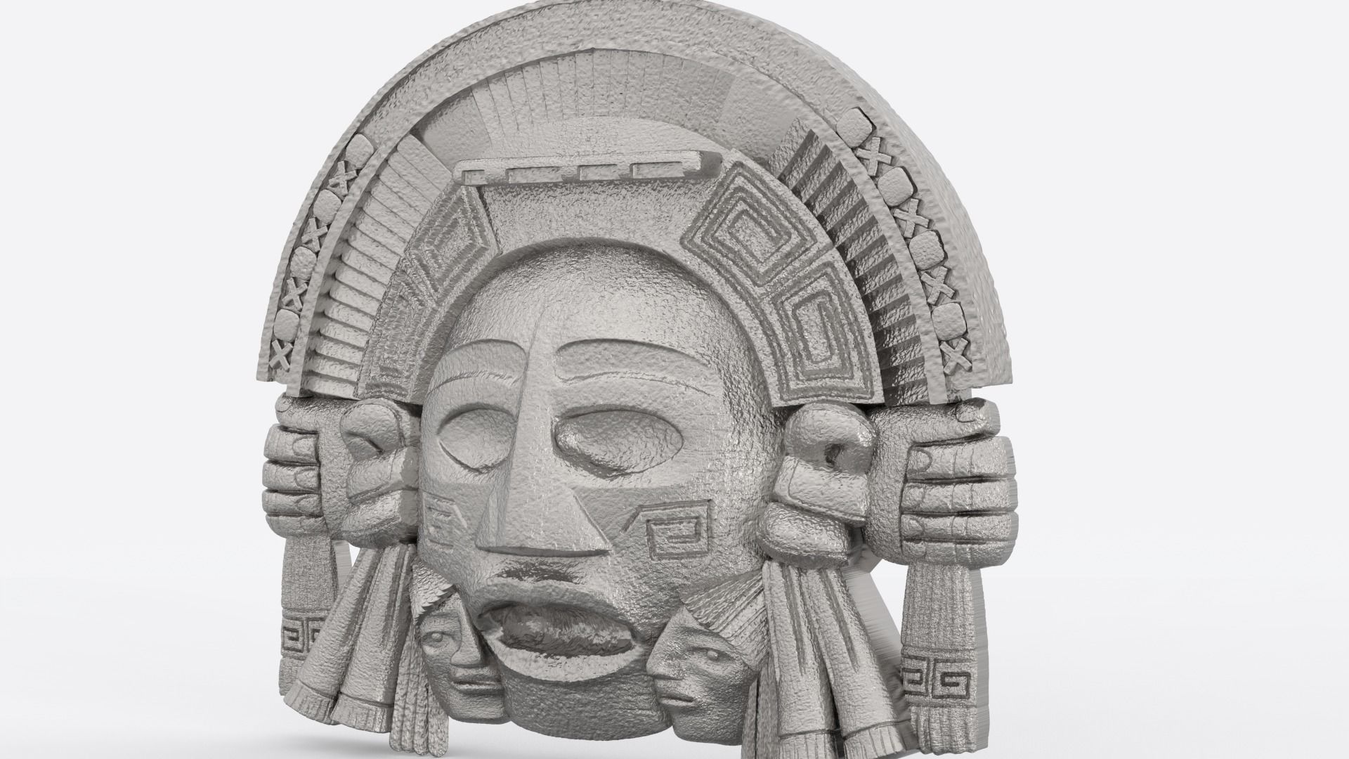 Aztec face Mayan face wall hanging 3D print model_12
