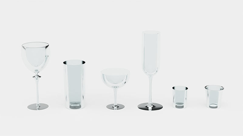 Bar Drinking glasses Set Low-poly 3D model_1